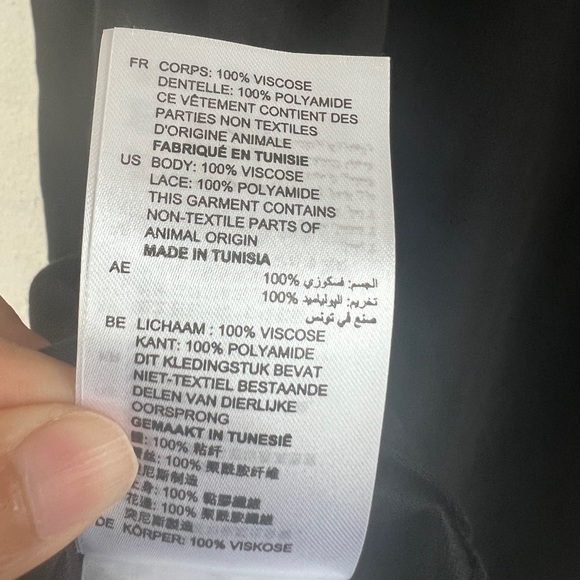 Sandro Paris Nora Sheer Lace Yoke Black Mini Dress - Picture 8 of 8